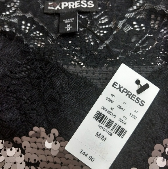NEW EXPRESS SILVER AND LACE TOP - Picture 5 of 8